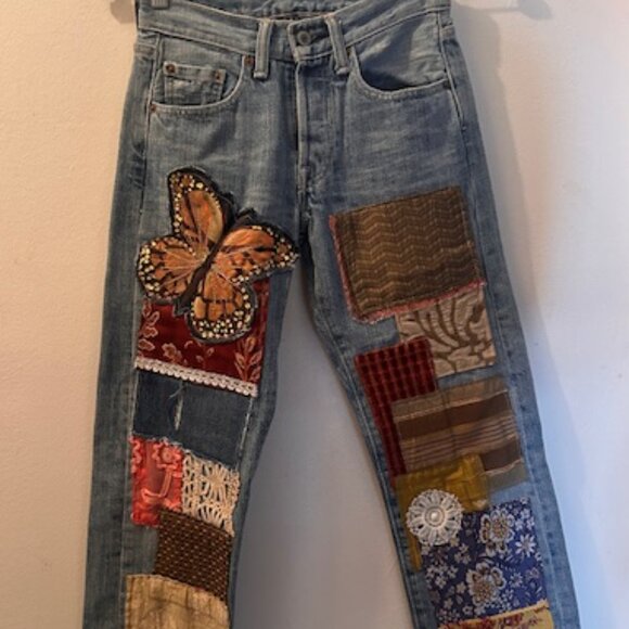 Free People Levi's RIALTO Jean Project The Evie Patchwork Butterfly Jean NEW 26 - Picture 10 of 16
